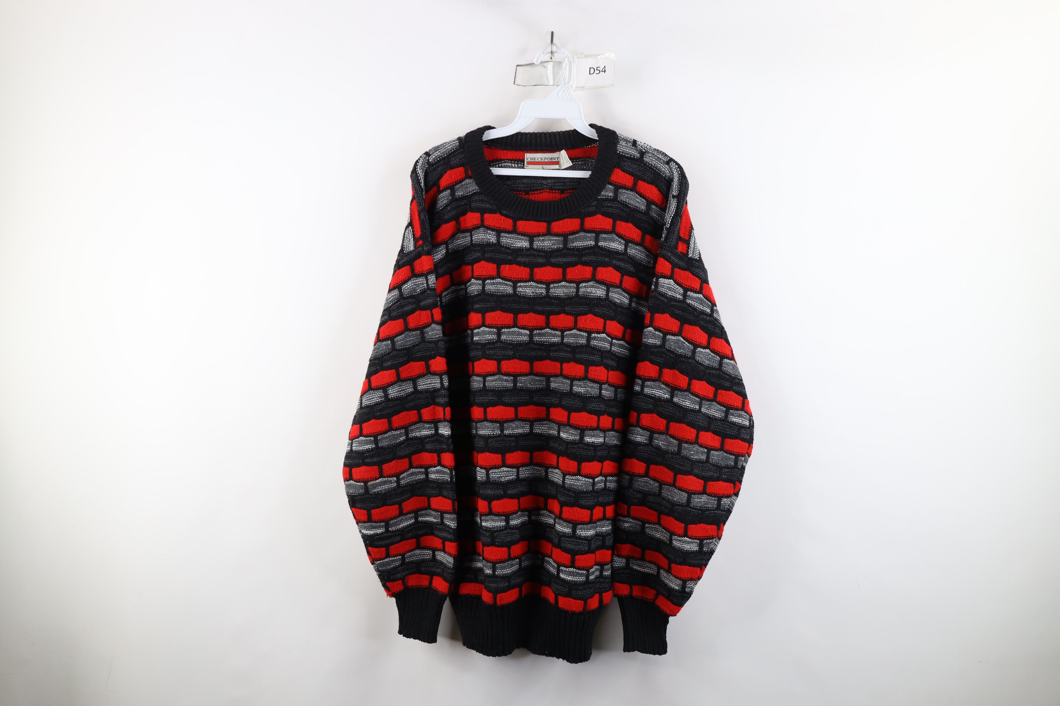 Vintage Vintage 90s Streetwear Brick Knit Crewneck Sweater USA Size US L / EU 52-54 / 3 - 1 Thumbnail