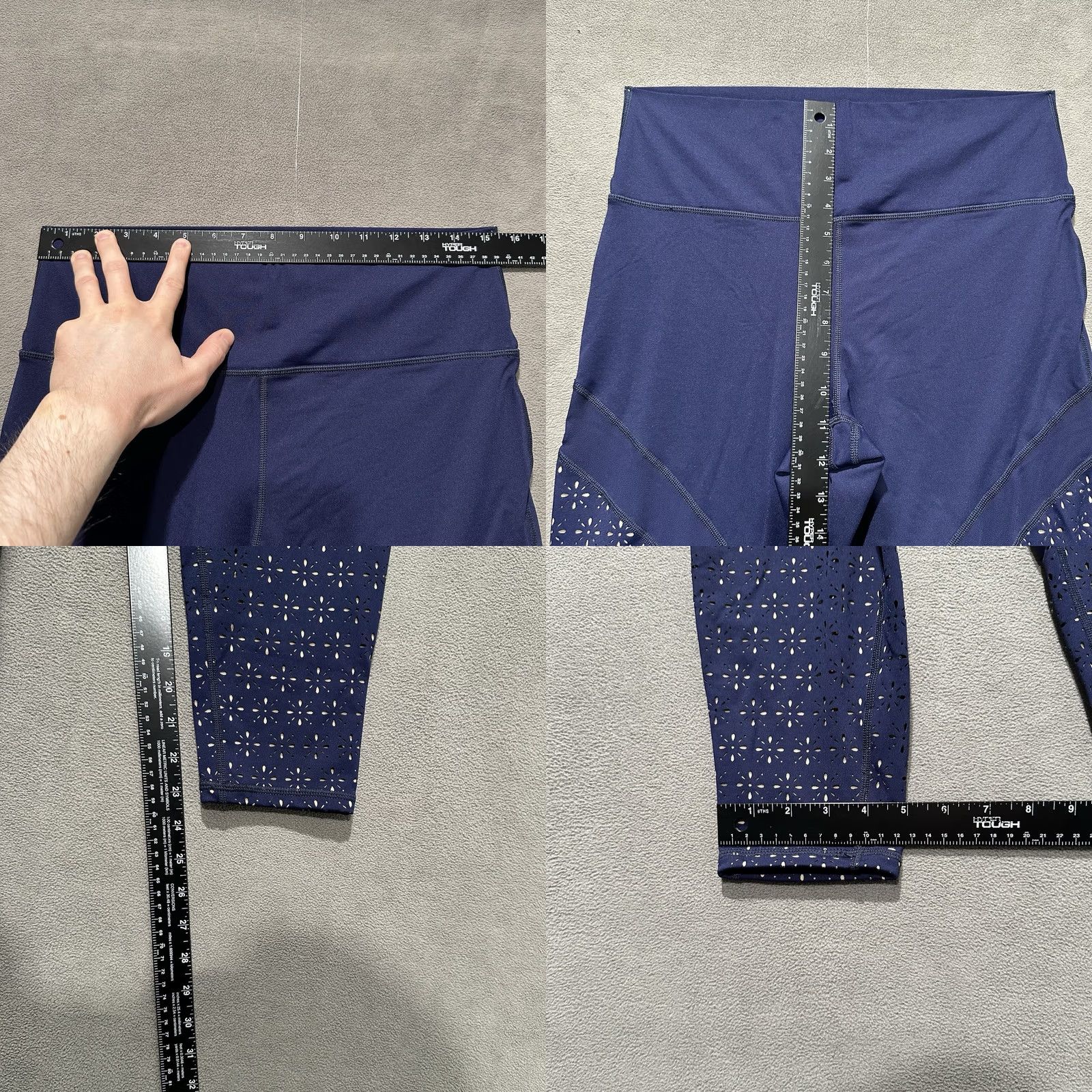 Vintage Aerie Leggings Womens XL Blue Floral Laser Cut Cropped Move Chill Activewear Yoga Size 40" / US 18 - 9 Thumbnail
