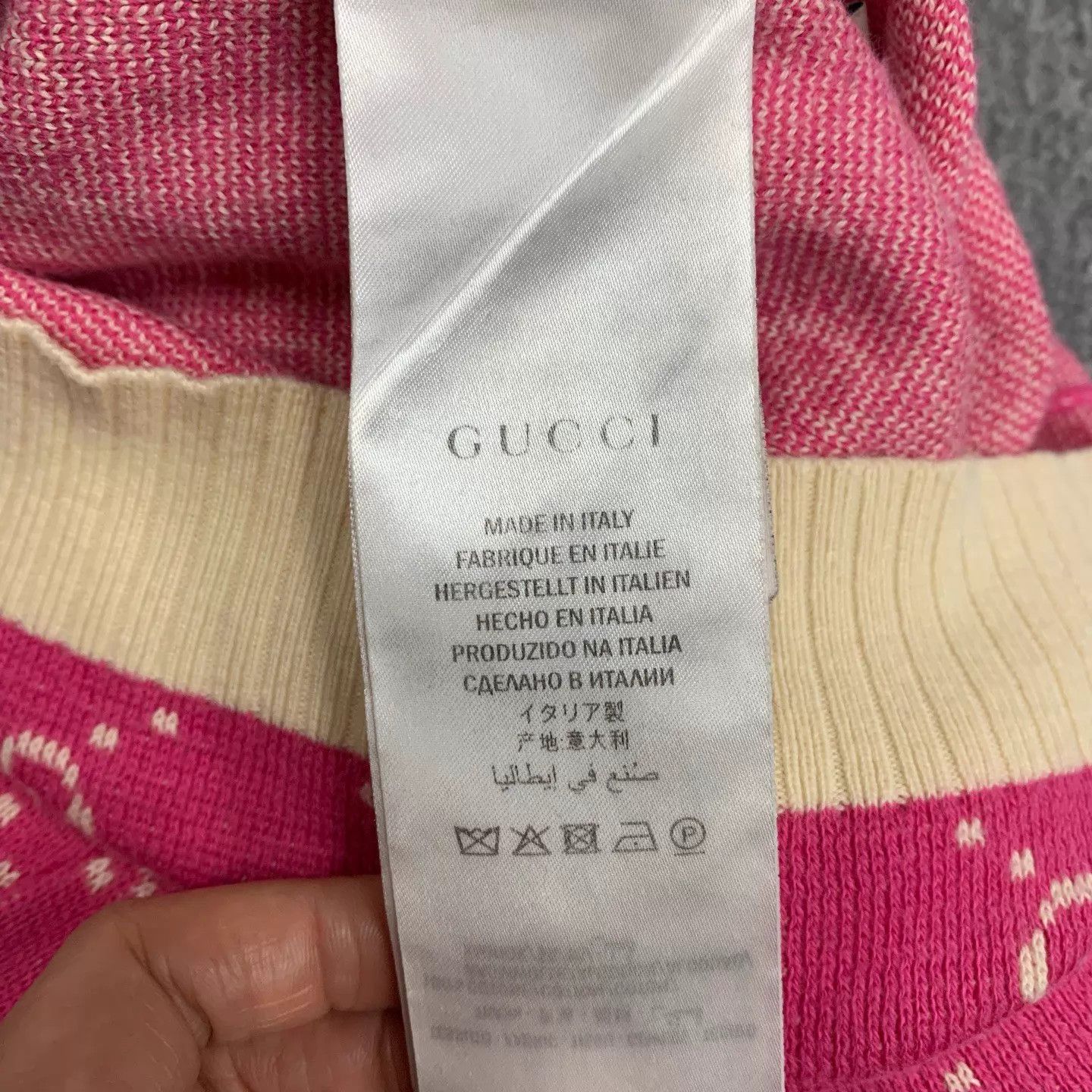 Gucci Gucci Pink All-Over Logo Knit Short Sleeve XS 9/10 (Neck Dot) Size XS / US 0-2 / IT 36-38 - 7 Thumbnail