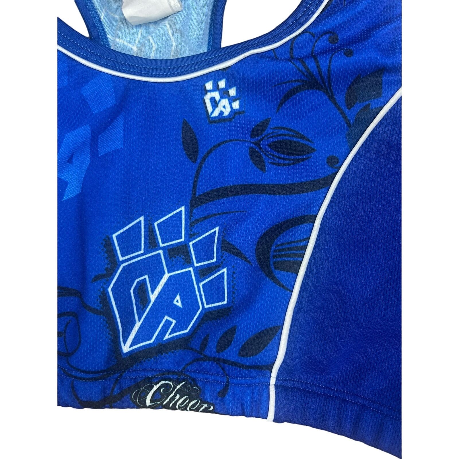 Vintage Cheer Athletics Sports Bra - Blue with Logos Practice Wear Size ONE SIZE - 3 Thumbnail