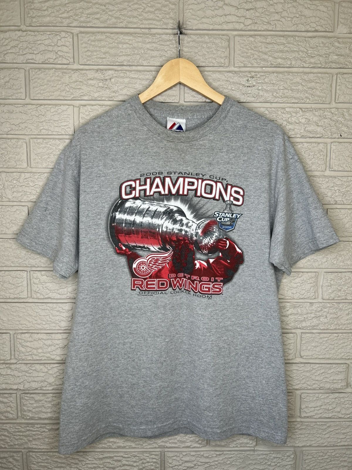 NHL Vintage Majestic Detroit Red Wings 2008 Stanley Cup Shirt Size US L / EU 52-54 / 3 - 1 Thumbnail