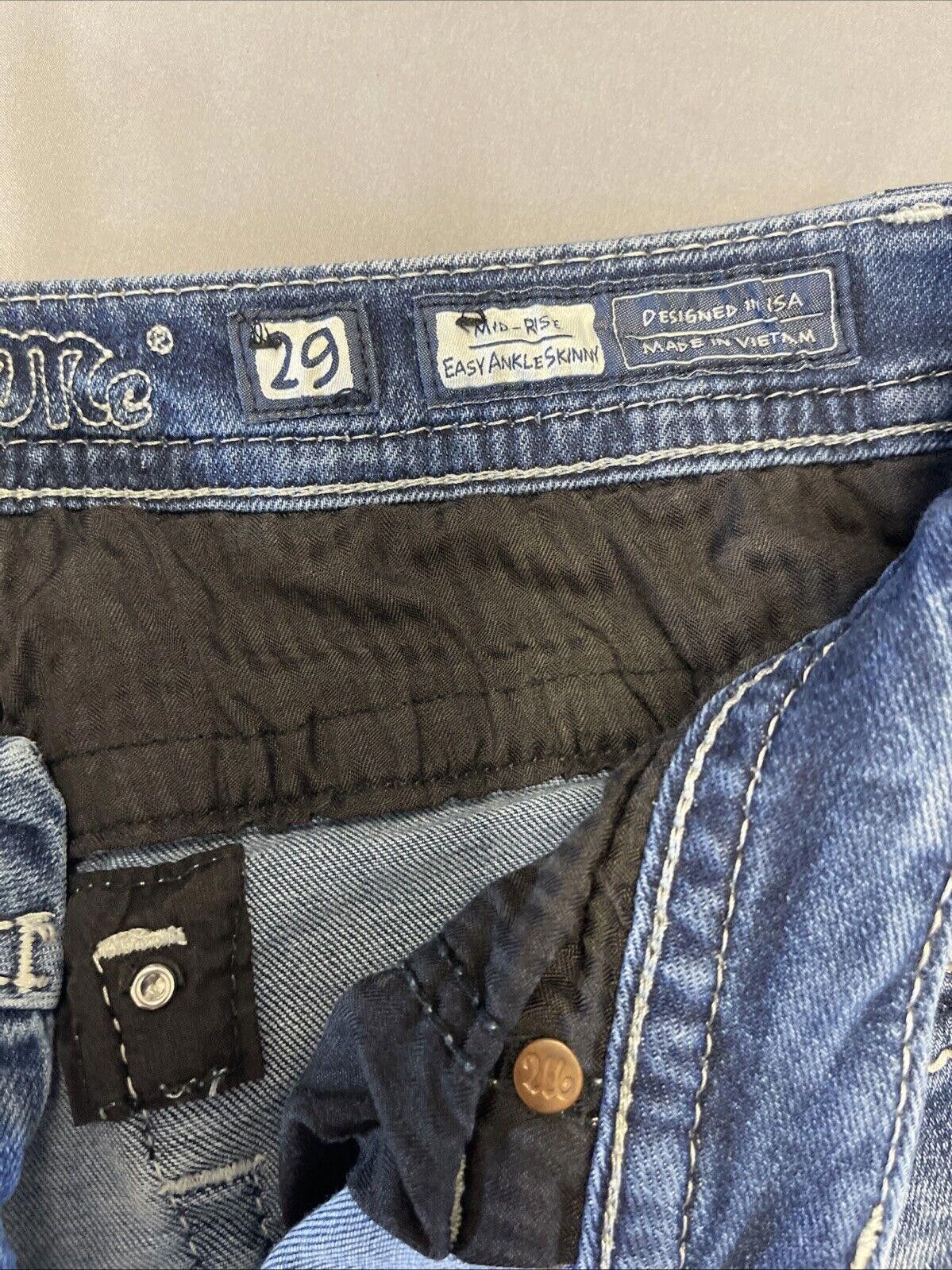 Designer Miss Me Jeans Womens 29 Blue Stretch Blend Denim Capri Size 29" - 5 Thumbnail