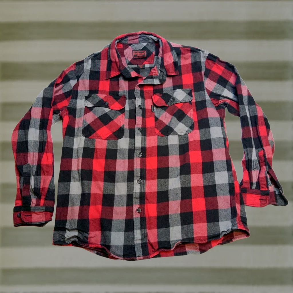 Vintage Five Brother Heavy Weight Deluxe Flannel Shirt Mens L Red Black Plaid Button-Up Shirt Long Sleeve Size US L / EU 52-54 / 3 - 1 Thumbnail