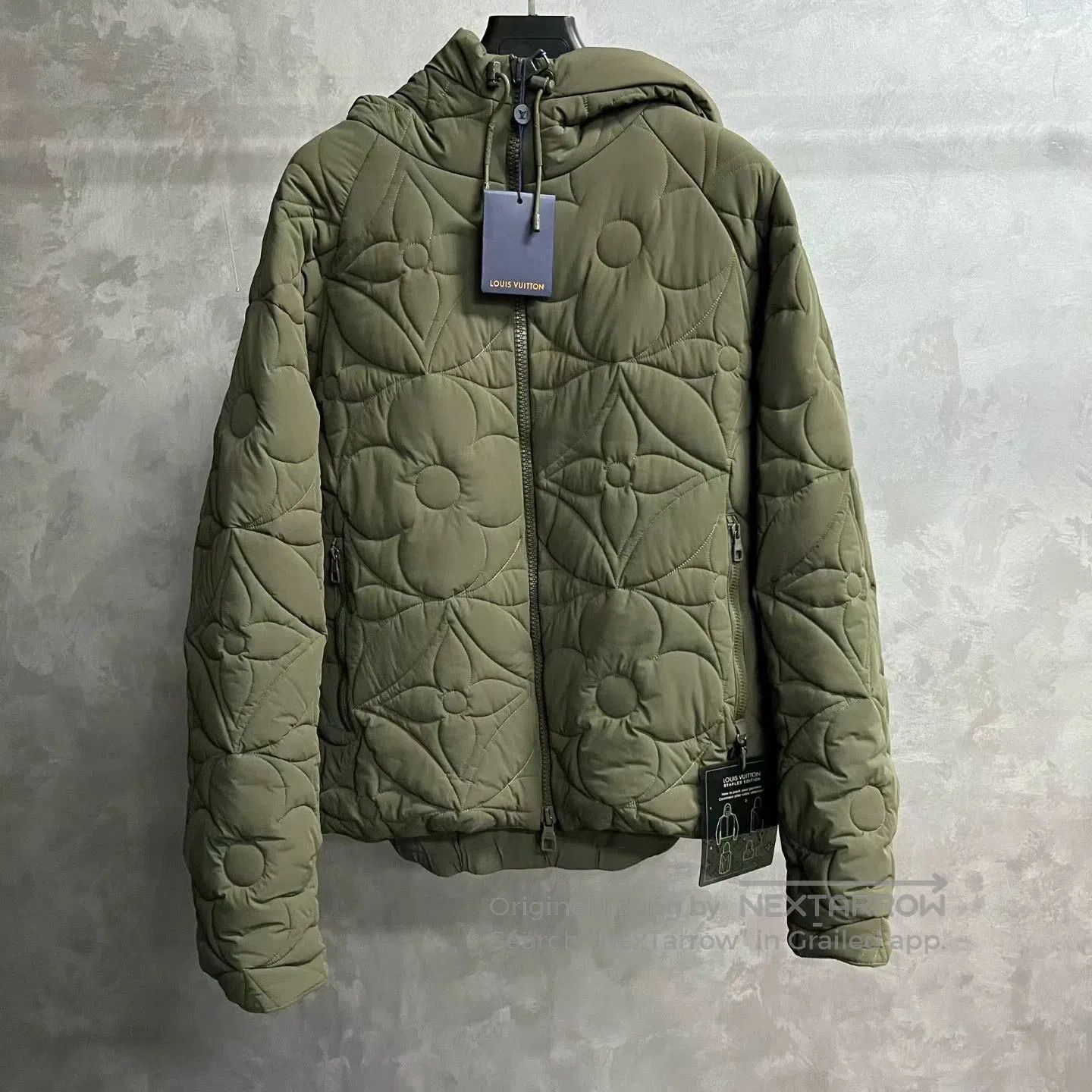Louis Vuitton green floral quilted hooded jacket. Size US XXL / EU 58 / 5 - 1 Thumbnail