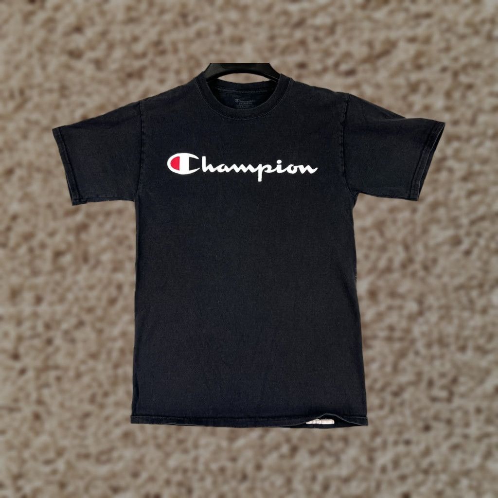 Champion VINTAGE Champion Shirt Mens Small Black Spellout Logo Short Sleeve Crew Neck Cotton Size US S / EU 44-46 / 1 - 1 Thumbnail