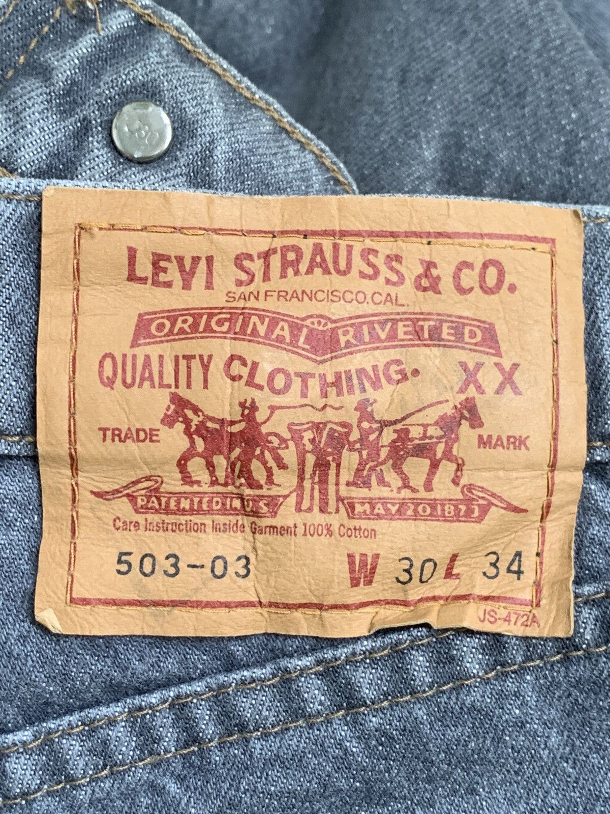 Levi's × Levi's Vintage Clothing Rare Design Vintage Levi’s Lot 503-03 Jeans Size 29" - 8 Thumbnail