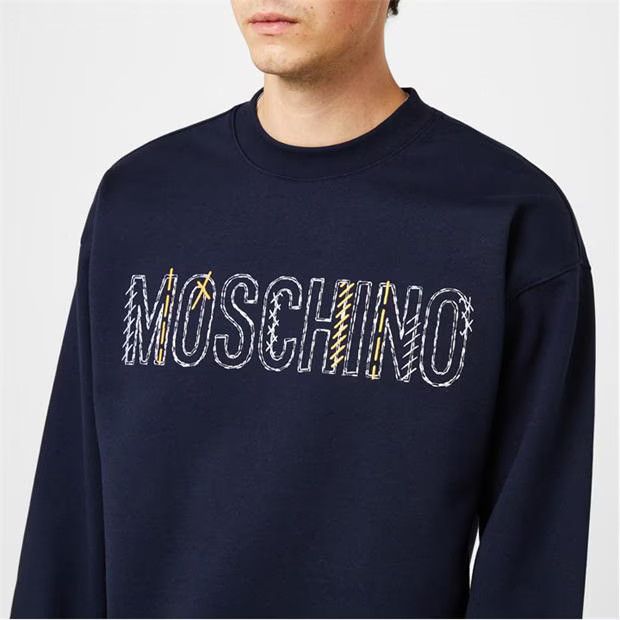 Moschino o1y0225 Logo Crewneck Sweatshirt in Midnight Blue Size US M / EU 48-50 / 2 - 2 Thumbnail