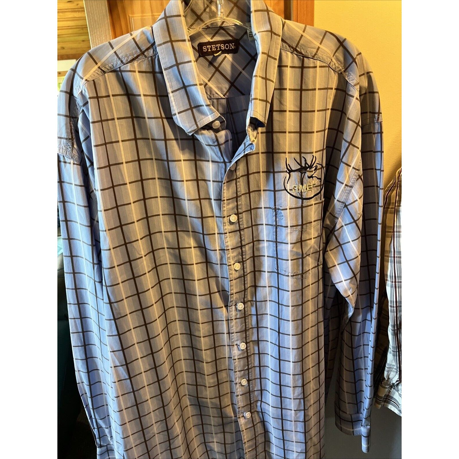 Stetson Stetson Men’s XXL Blue Plaid Long Sleeve Button Cotton Shirt Size US XXL / EU 58 / 5 - 11 Thumbnail