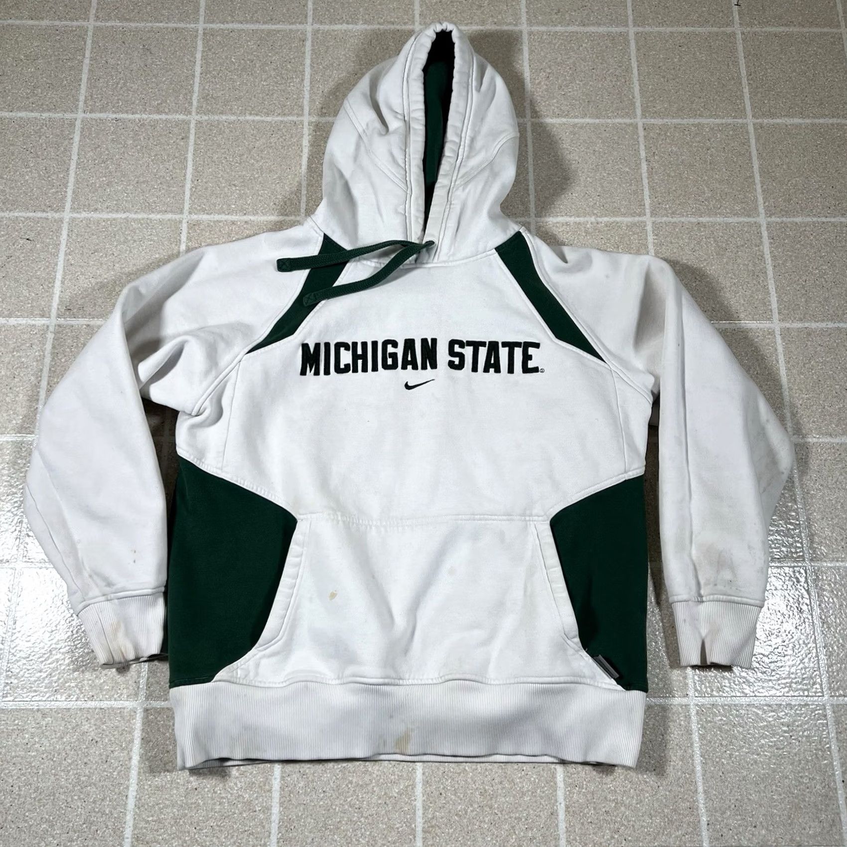 Nike VINTAGE Nike Hoodie Pullover Check Swoosh Michigan State Center White M Mens Size US M / EU 48-50 / 2 - 2 Thumbnail