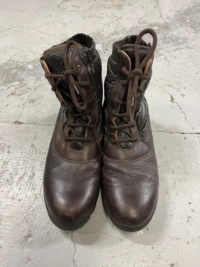 Moncler Moncler Lace-Up Brown Leather Puffer Boots Size US 10 / EU 43 - 2 Thumbnail