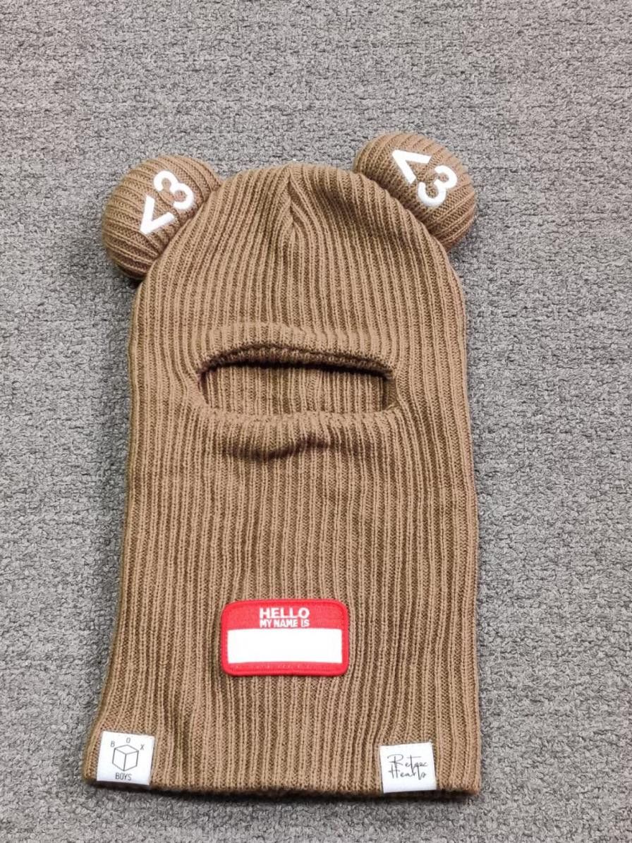 Japanese Brand RARE Box Boys Retro Hearts Bear Balaclava Ski Mask Brown Size ONE SIZE - 1 Thumbnail