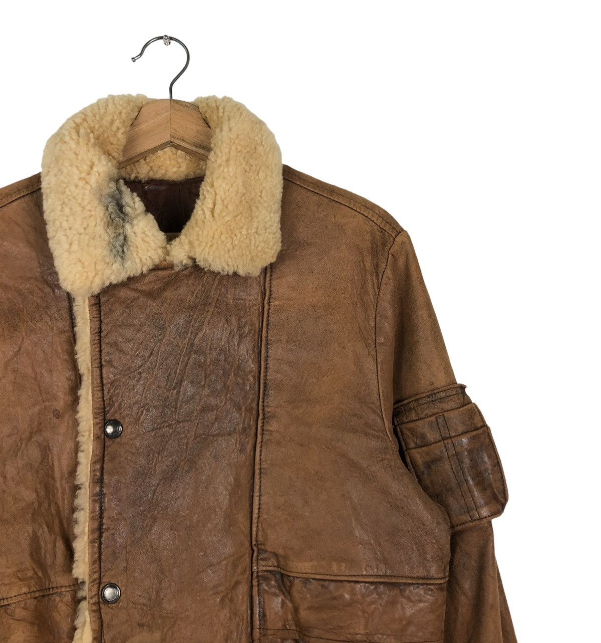 Marithe + Francois Girbaud 🔥VINTAGE 80’s BIKER LEATHER JACKET MILLESIMES SHERPA COLLAR Size US S / EU 44-46 / 1 - 6 Thumbnail