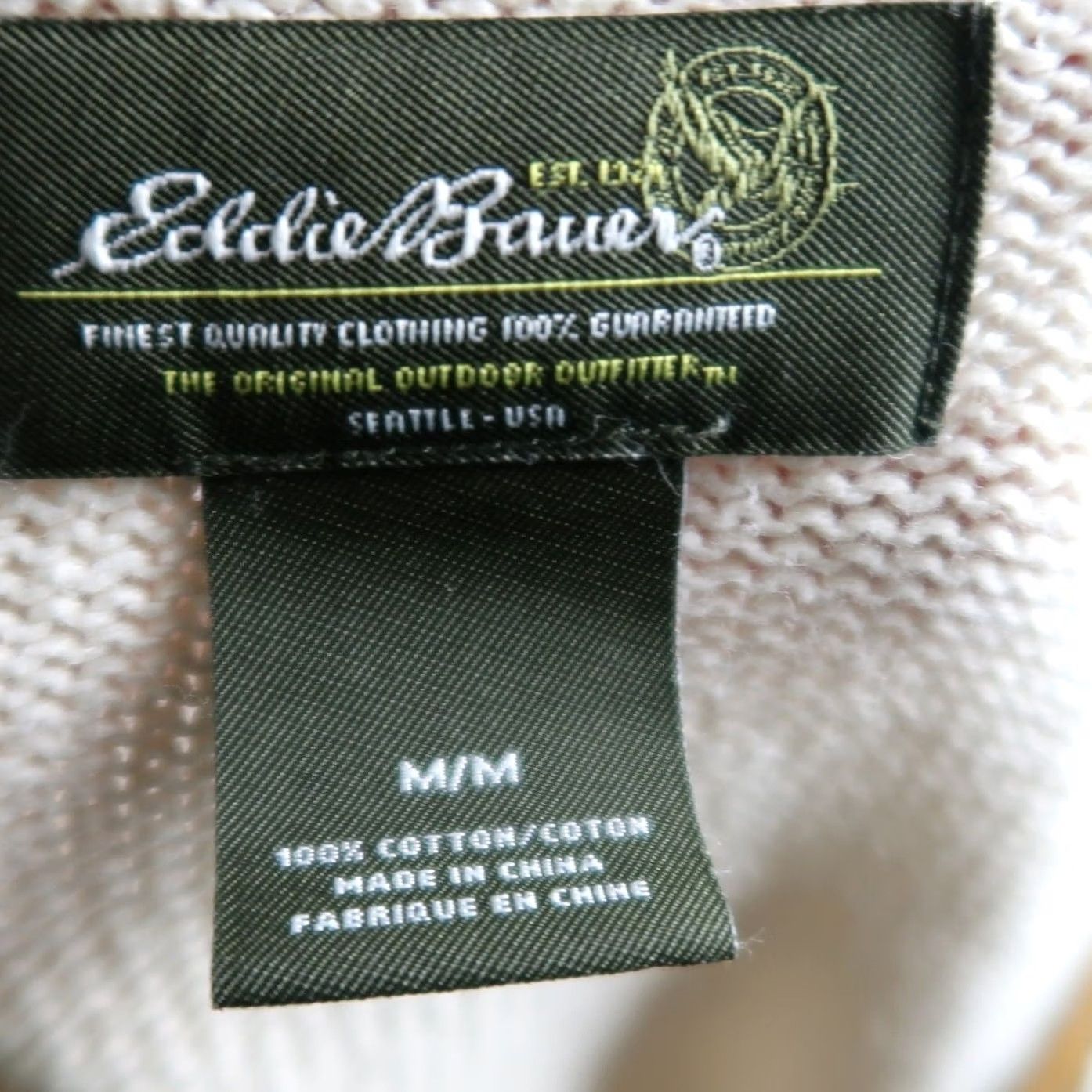 Eddie Bauer Eddie Bauer Cotton V-Neck Sweater Womens M Cream Pullover Knit Long Sleeve Solid Casual Knit 100% Cotton V-Neck Womens M Size M / US 6-8 / IT 42-44 - 5 Thumbnail