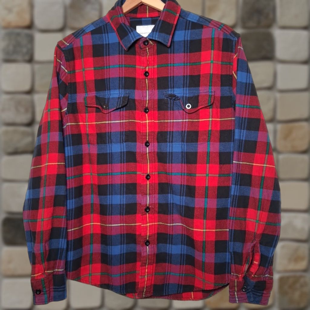 American Eagle Outfitters American Eagle Flannel Shirt Men Medium Red Blue Plaid Tartan Work Classic Fit Size US M / EU 48-50 / 2 - 1 Thumbnail