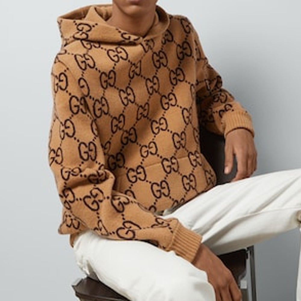 Gucci o1loc1c0925 GG Wool Hooded Sweatshirt in Brown/Black Size US XL / EU 56 / 4 - 3 Thumbnail