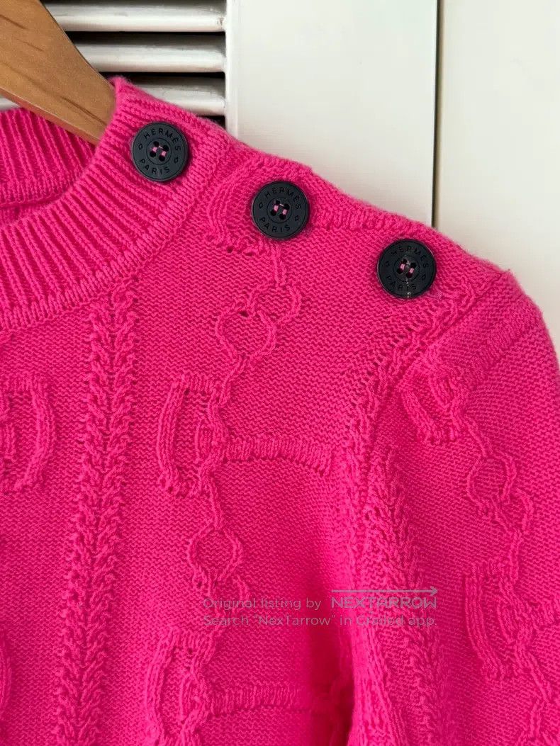 Hermes Hermes Rose red wool cashmere sweater, 80% wool + 20% cash Size XS / US 0-2 / IT 36-38 - 4 Thumbnail