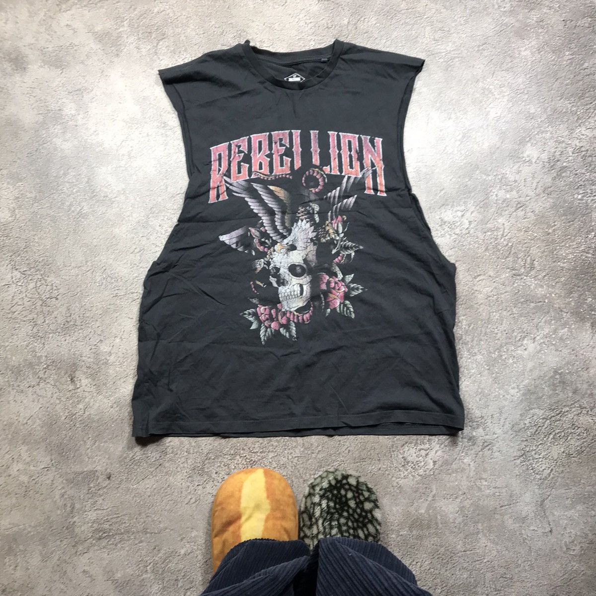 Vintage Vintage 90s Rebel Lion Skull Graphic Tee Sun Faded Grunge XL Size US XL / EU 56 / 4 - 1 Thumbnail