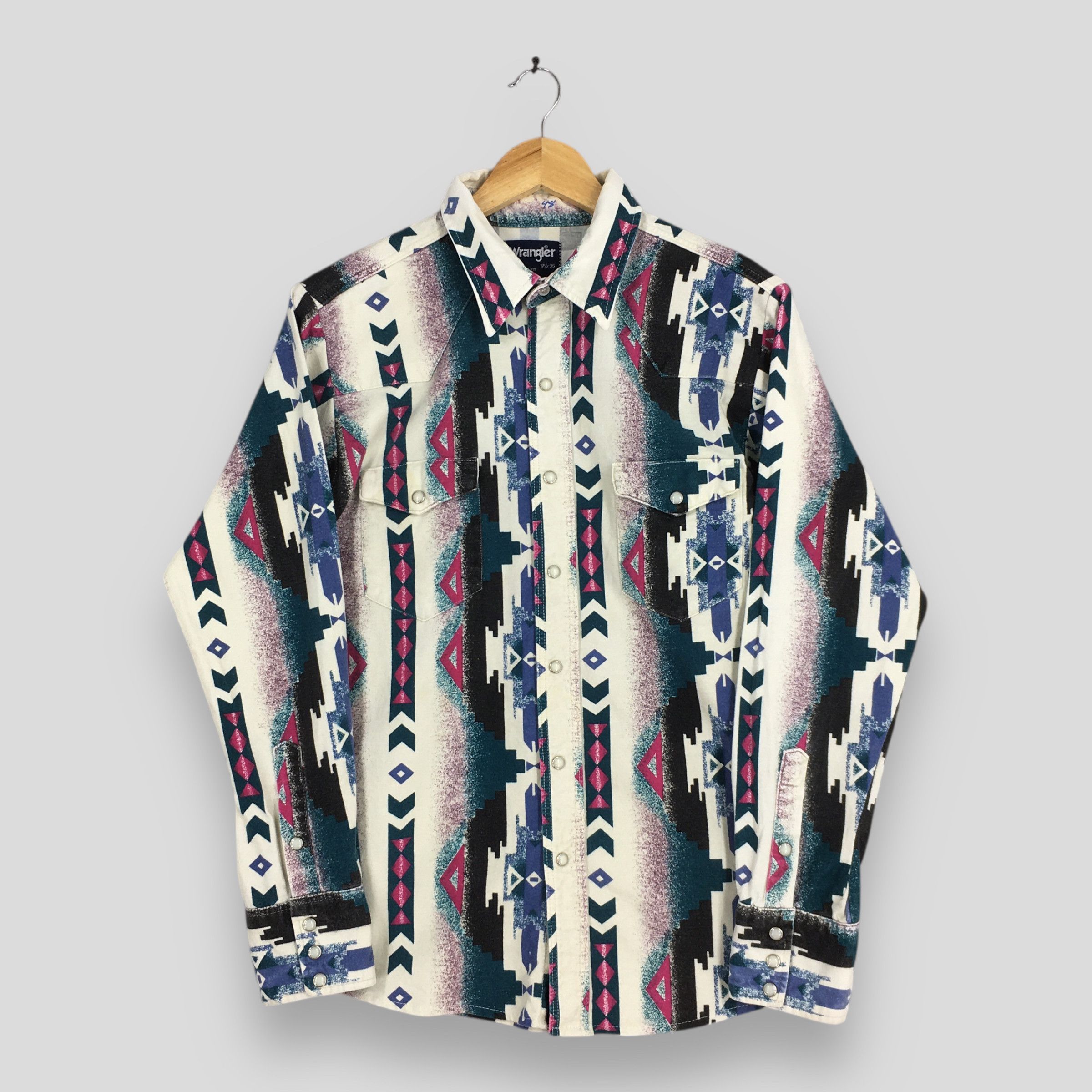 Wrangler Vintage 80s Wrangler Aztec Navajo Brushpopper Shirt Small Size US S / EU 44-46 / 1 - 1 Thumbnail