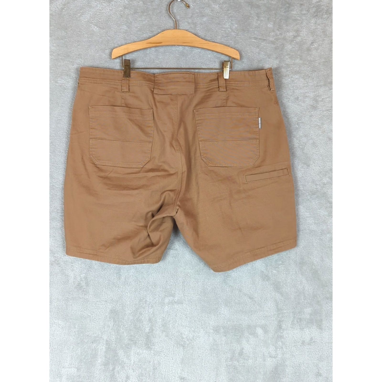 Vintage Duluth Flex Fire Hose Shorts Men’s 42 Relaxed Fit Khaki Brown Chino Canvas Zip Pockets Casual Workwear Summer Spring Fall Mens Size US 42 / EU 58 - 3 Thumbnail