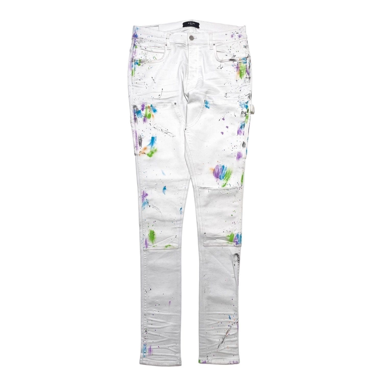 image of Amiri Paint Splatter Workmans Jeans White, Men's (Size 36)