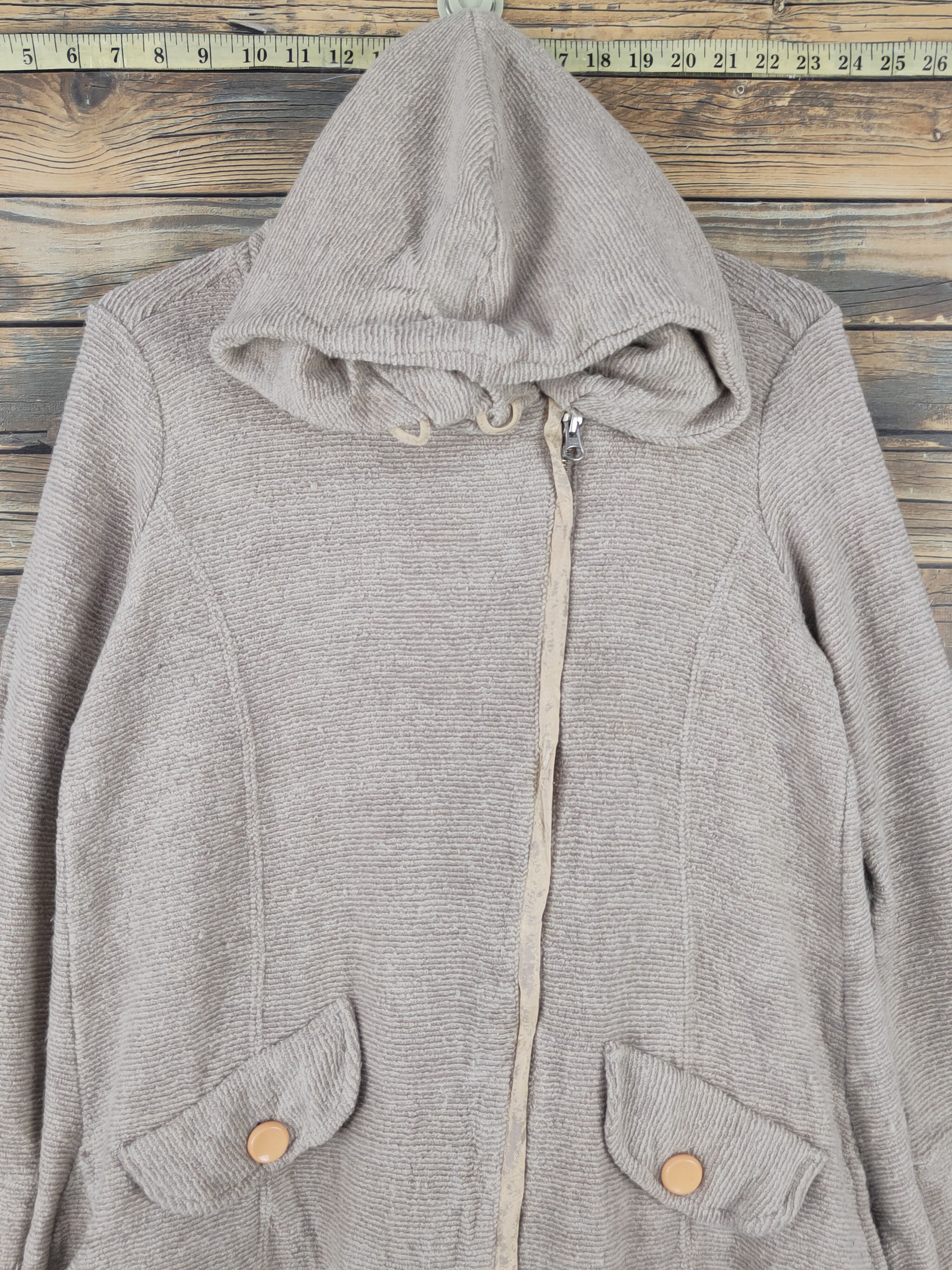 Homespun Knitwear × Japanese Brand × Vintage Winter Stuff Radiate Light Brown Hoodie Knitwear Sweaters Size M / US 6-8 / IT 42-44 - 2 Thumbnail