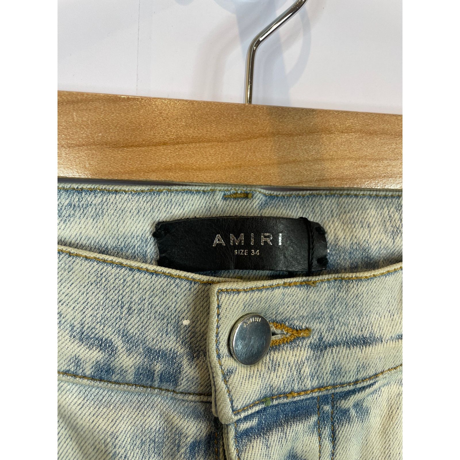 Amiri Amiri Jeans Light Wash Green Splatter Used 34 Size US 34 / EU 50 - 2 Thumbnail