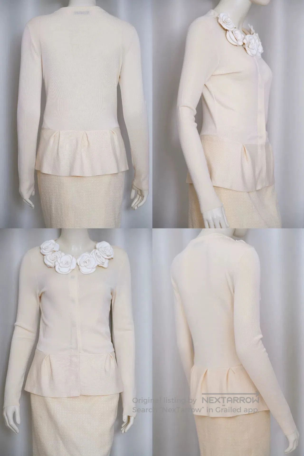 Valentino Valentino Cream Umbrella Hem Cardigan. Size M / US 6-8 / IT 42-44 - 5 Thumbnail