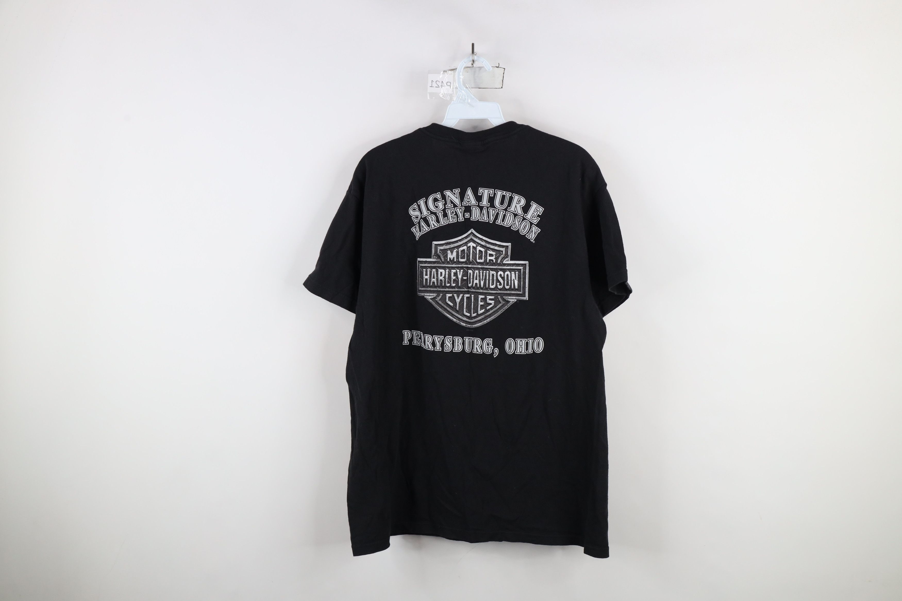 Harley Davidson × Vintage Vintage Y2K Harley Davidson Spell Out Chalk T-Shirt Black Size US L / EU 52-54 / 3 - 12 Thumbnail