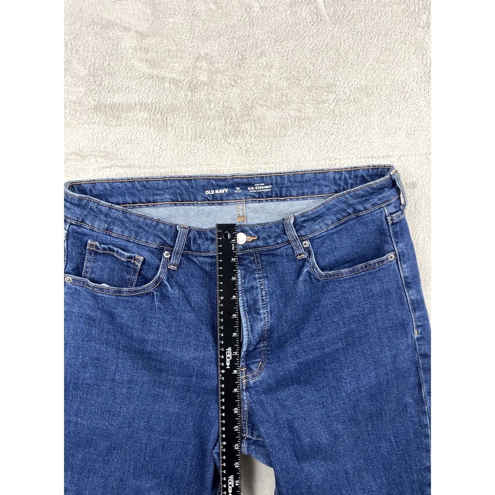 Old Navy Old Navy Womens Slim Jeans Straight Hi-Rise Med Denim 16P Blue Petite Slim Pockets 25in Inseam Womens Jeans Size 38" / US 16 / IT 52 - 4 Thumbnail