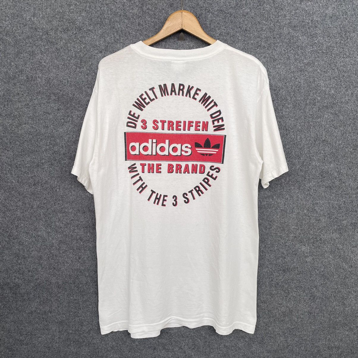 Adidas × Vintage Vintage 1990s Adidas 3 Stripes Backhit Tee Made in USA Size US M / EU 48-50 / 2 - 1 Thumbnail
