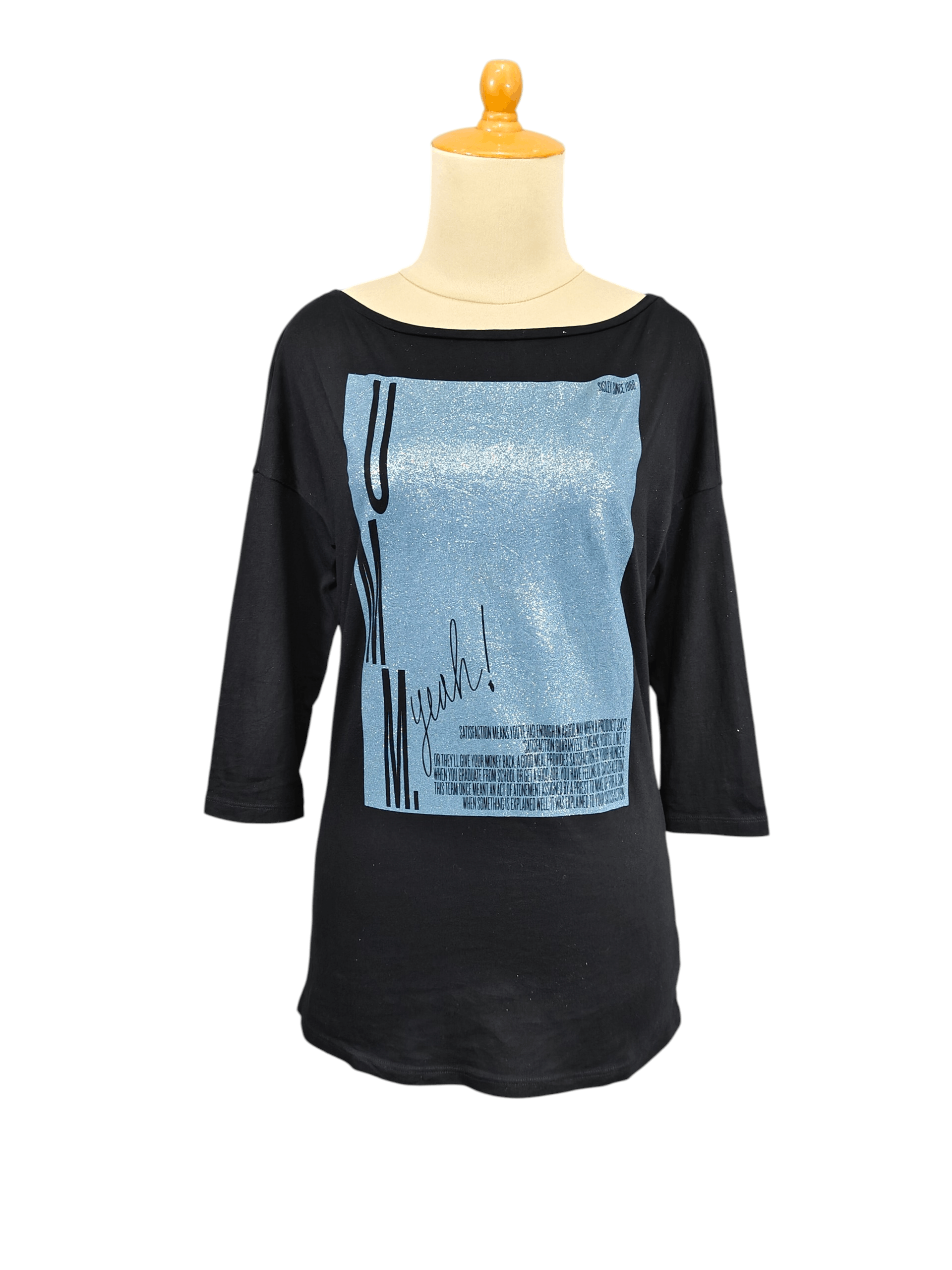 Sisley Sisley- Minimal Casual Glam Glitter Graphic Boat Neck Top Size M / US 6-8 / IT 42-44 - 1 Thumbnail