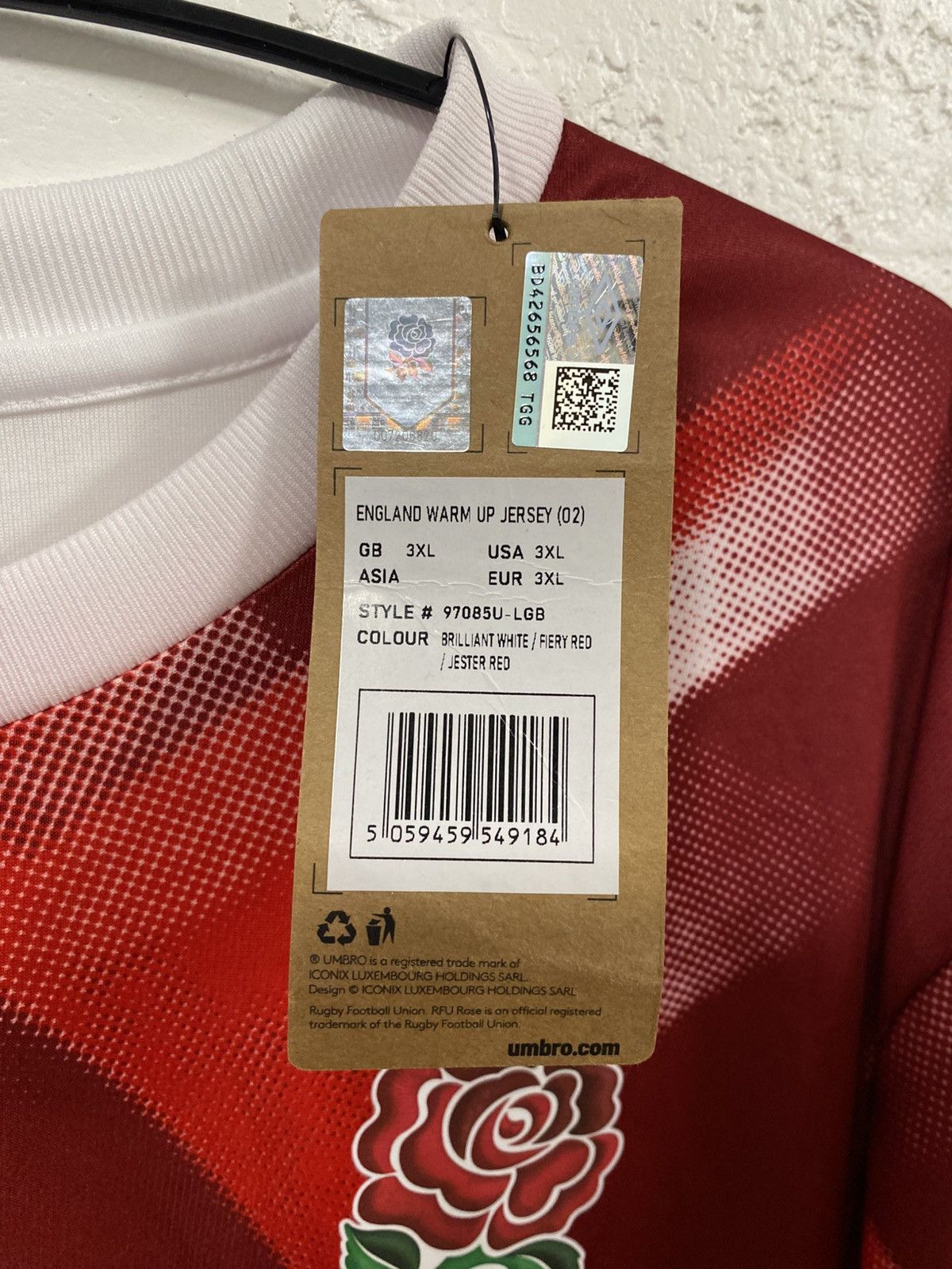 Umbro 2022 2023 England Rugby Union Umbro Jersey Size US XXL / EU 58 / 5 - 7 Thumbnail