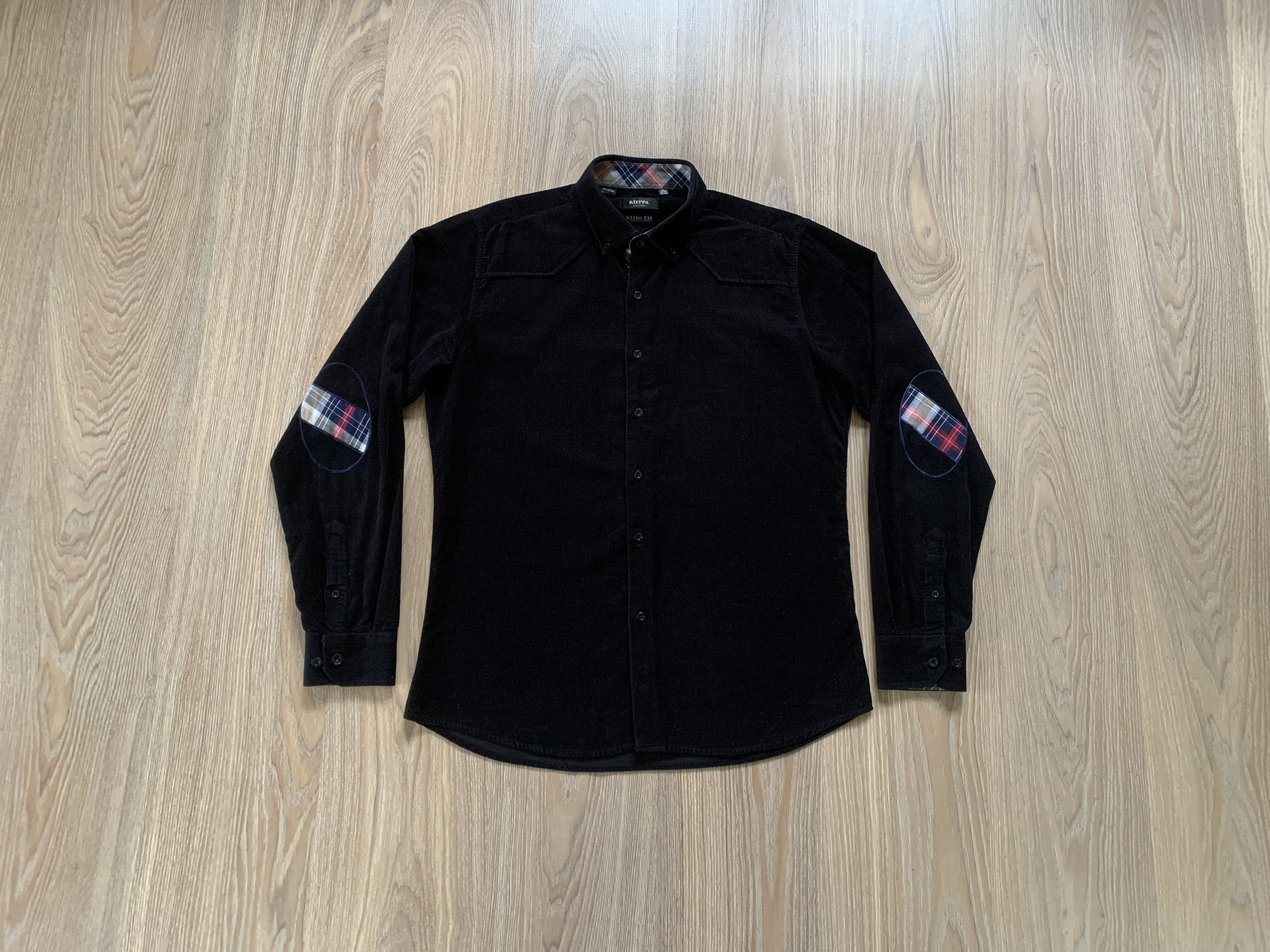 Other Rieppa Slim Fit Mens Black Micro Corduroy Shirt Size US XL / EU 56 / 4 - 1 Thumbnail