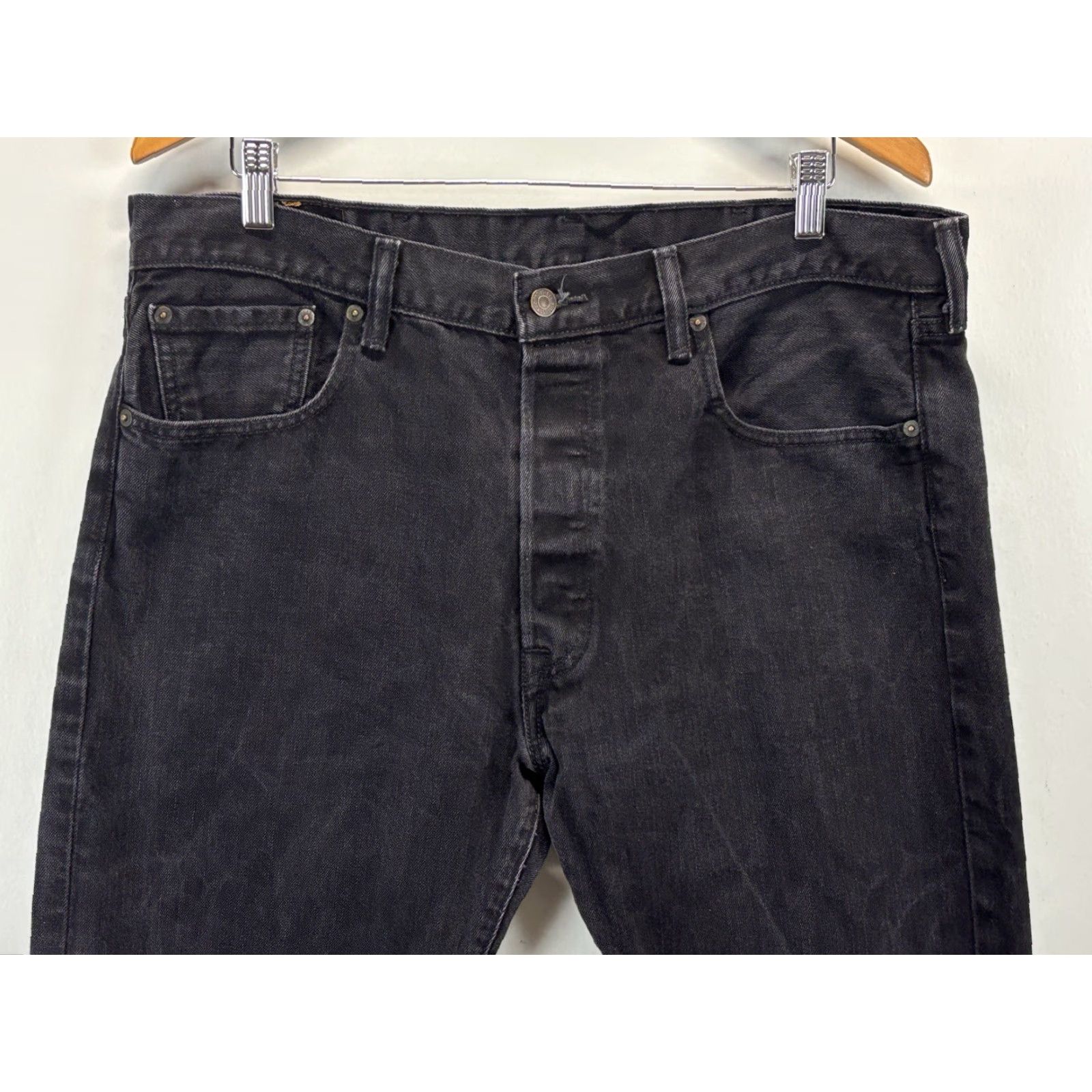 Levi's Levi's 501 Jeans Men 38x34 Black Straight Button Fly Denim Mens Size US 38 / EU 54 - 2 Thumbnail