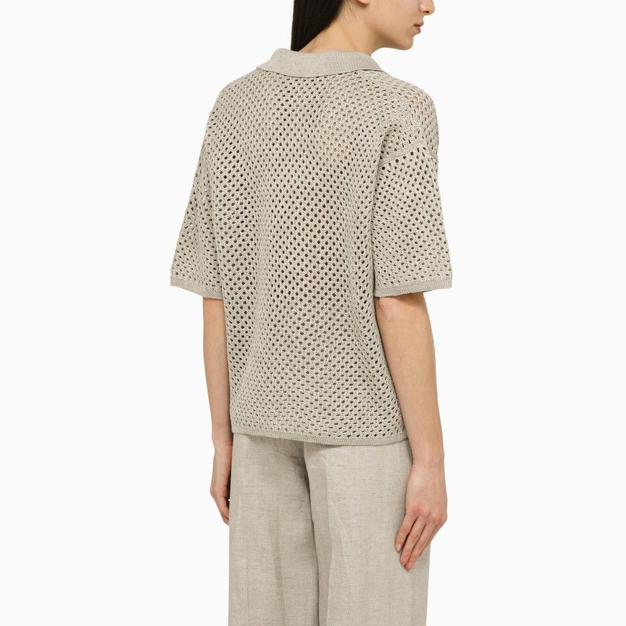Brunello Cucinelli o1d2blof0824 Cotton Polo Shirt in Beige Size S / US 4 / IT 40 - 3 Thumbnail