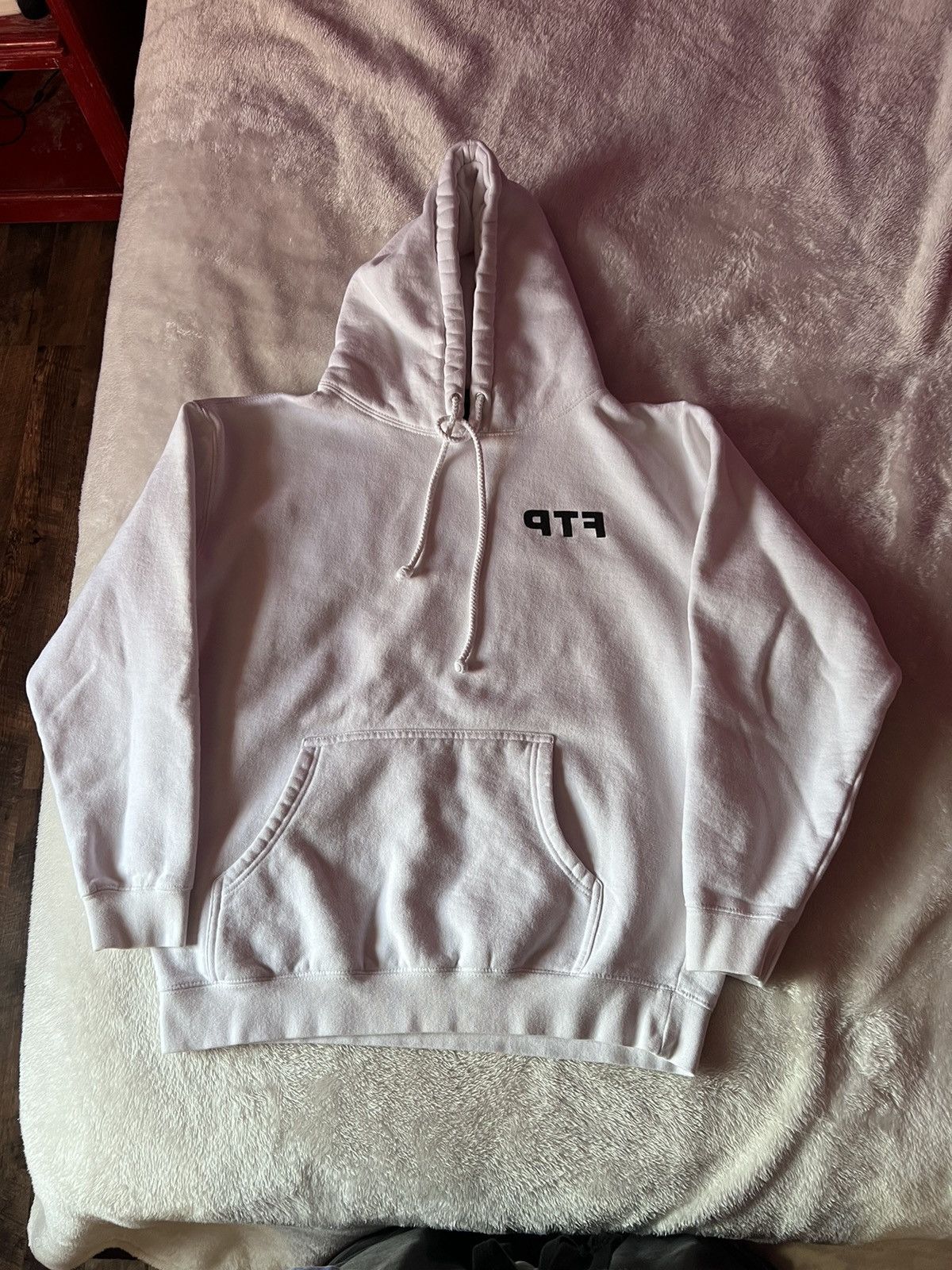 image of Fuck The Population White Reversed OG Logo Hoodie Sz. Large, Men's (Size Medium)