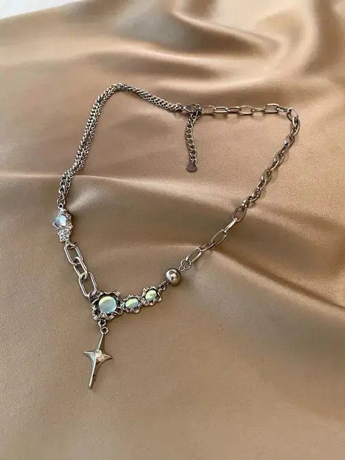 Jewelry Retro Punk Stainless Steel Chain Cross Pendant Size ONE SIZE - 1 Thumbnail