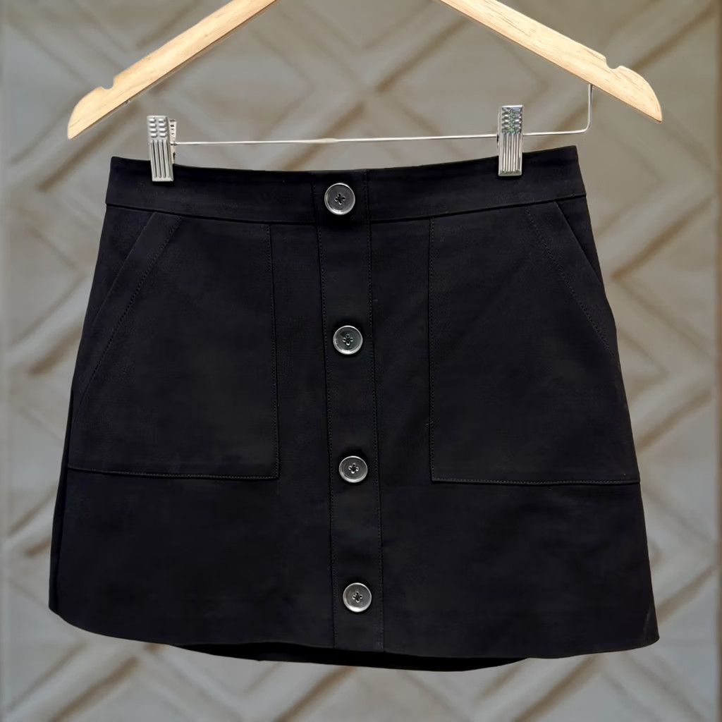 Ramy Brook Ramy Brook Women’s Behati Button-Front Black Mini Skirt Size 4 Size 27" / US 4 / IT 40 - 1 Thumbnail
