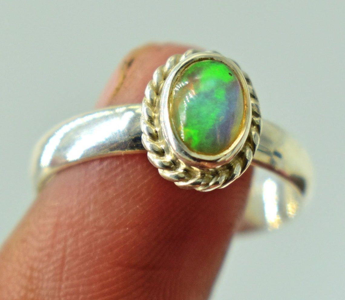 Handmade Ethiopian Opal Ring: Handmade 925K Silver, Multi-Fire Size ONE SIZE - 3 Thumbnail