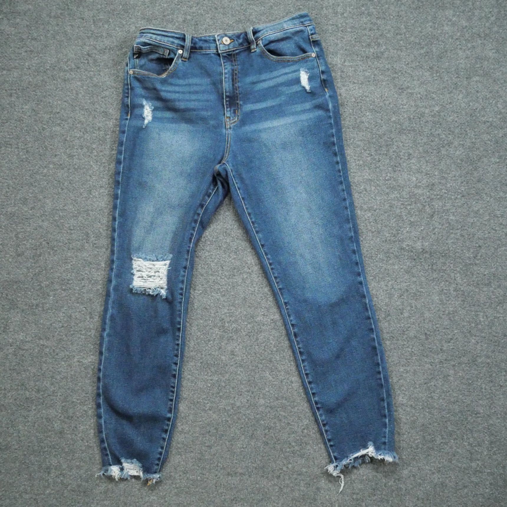 Vintage KanCan Jeans Womens 13 30 Blue Denim 5-Pocket Stretch Regular Rise High Inseam 27 in Pants Tapered Vintage No Size 24" / US 00 / IT 34 - 2 Thumbnail