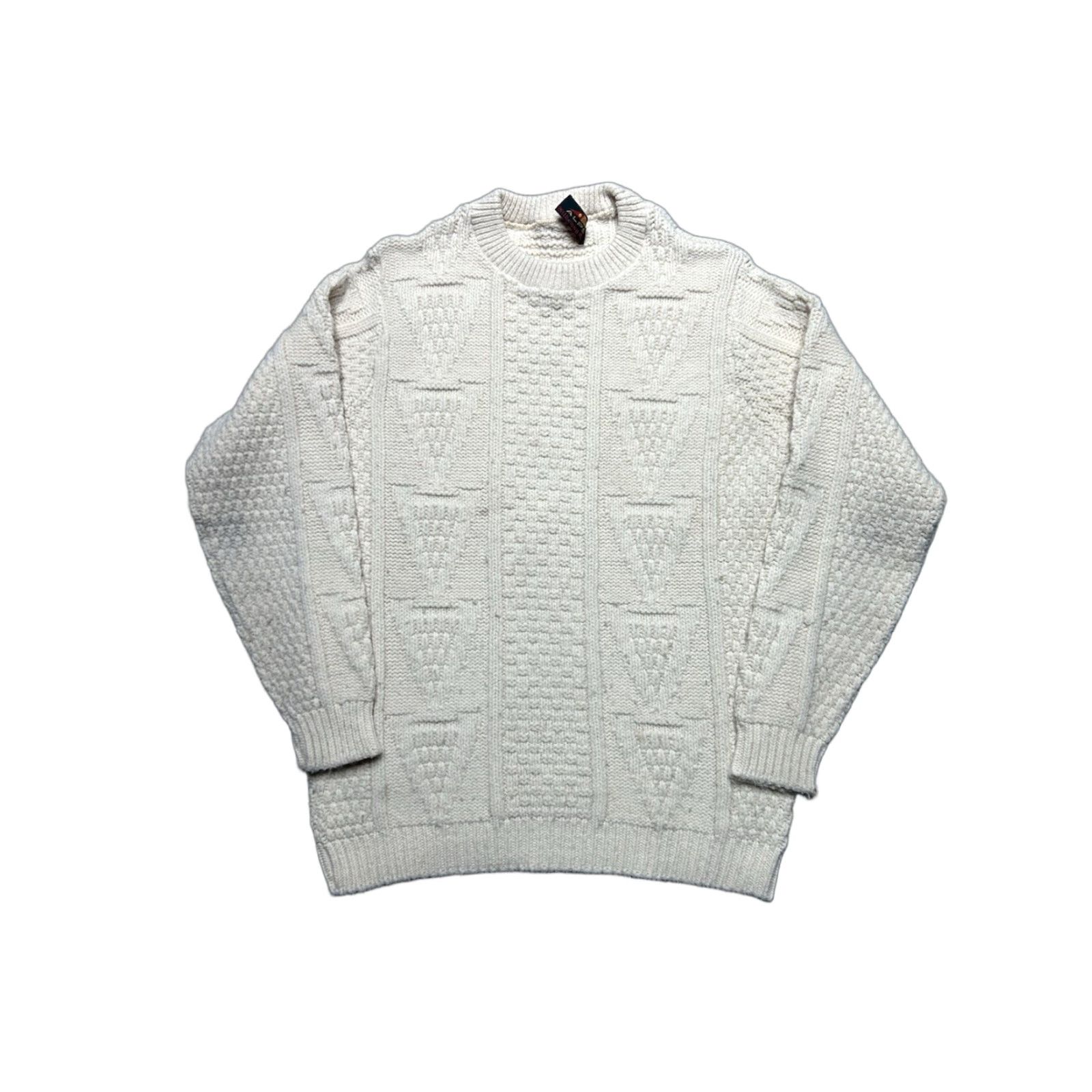 Vintage VINTAGE Alps Kilkenny Wool Sweater Cable-Knit Cream White Pullover Large Men Size US L / EU 52-54 / 3 - 1 Thumbnail