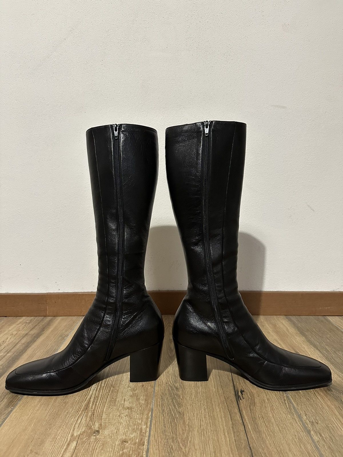 Anthony Vaccarello [43] FW23 70mm Otto Zip up high leather boots Size US 10 / EU 43 - 7 Thumbnail