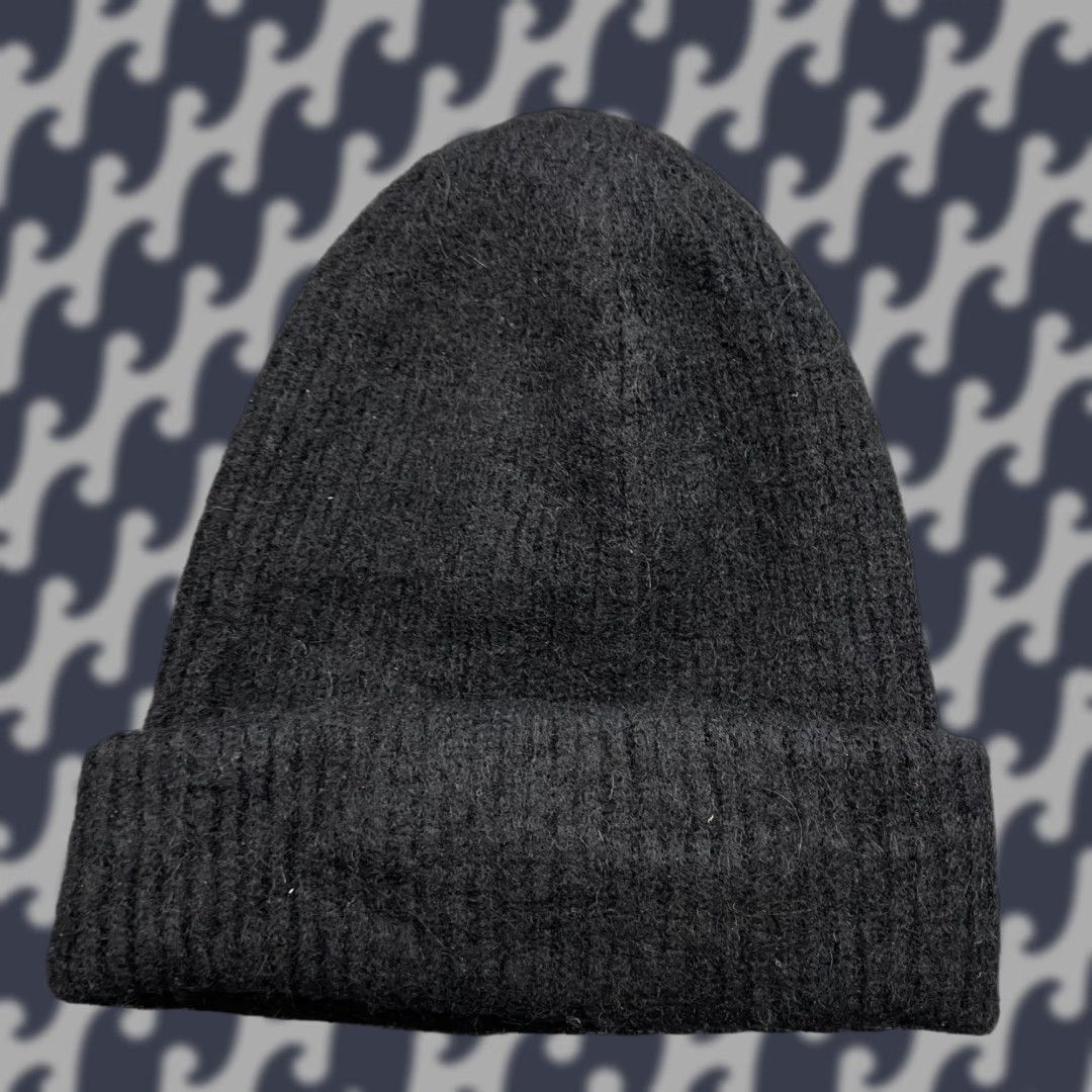 Arket ARKET Beanie Hat One Size Black Alpaca Wool Polyester Cuffed Fleece Ribbon Knit Unisex Adults Beanie Size US M / EU 48-50 / 2 - 1 Thumbnail