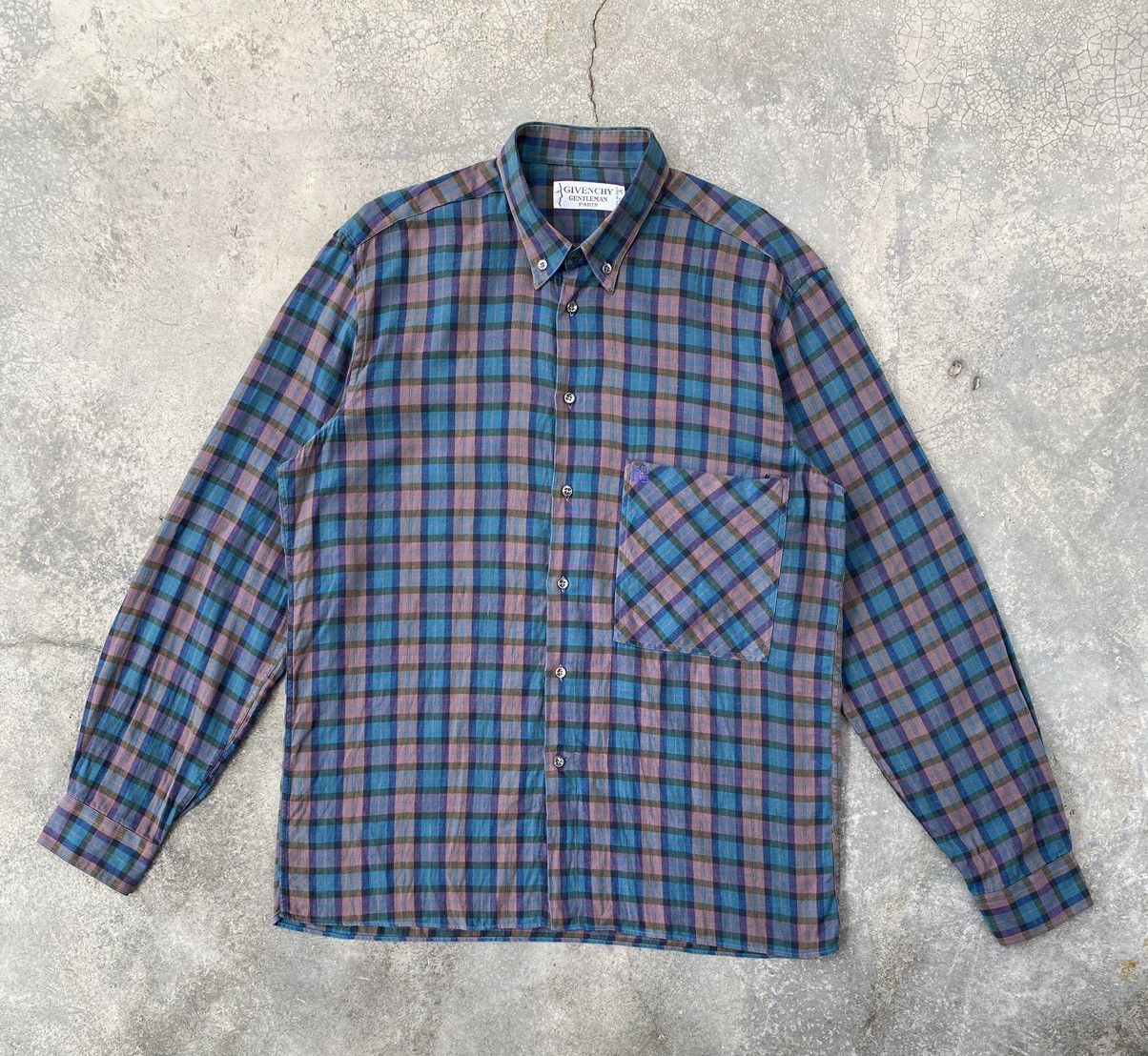 Givenchy Vintage 70s Givenchy Gentleman Paris Plaid Button Ups Size US M / EU 48-50 / 2 - 1 Thumbnail