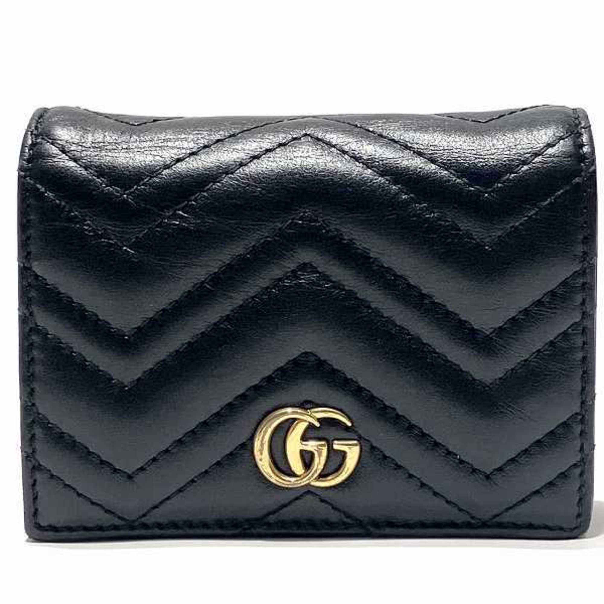 image of Gucci GG Marmont 466492.0416 Compact Wallet Bifold Women's in Black
