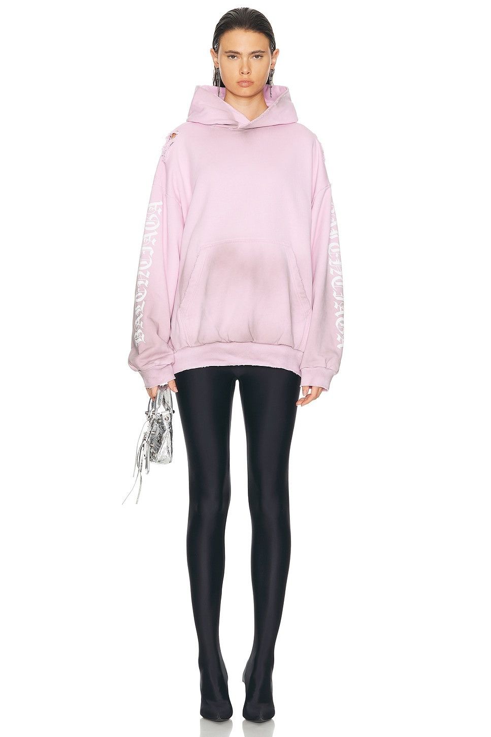 Balenciaga o1y0625 Logo Hoodie in Pink Size S / US 4 / IT 40 - 5 Thumbnail