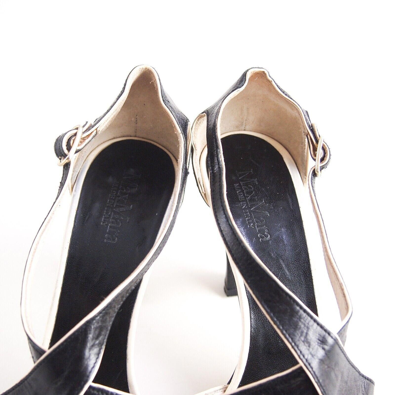 Designer Max Mara Slingback Sandals Black Leather EU 37 US 7 Size US 7 / IT 37 - 4 Thumbnail
