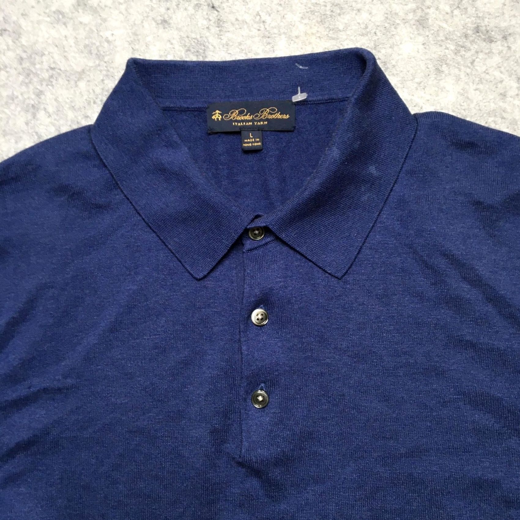 Brooks Brothers Brooks Brothers Sweater Mens Large Blue Long Sleeve Polo Knit Italian Yarn Sweater Polo Collar Mens L Blue Knit Pullover Ribbed Cuff/Hem Solid - Size US L / EU 52-54 / 3 - 3 Thumbnail