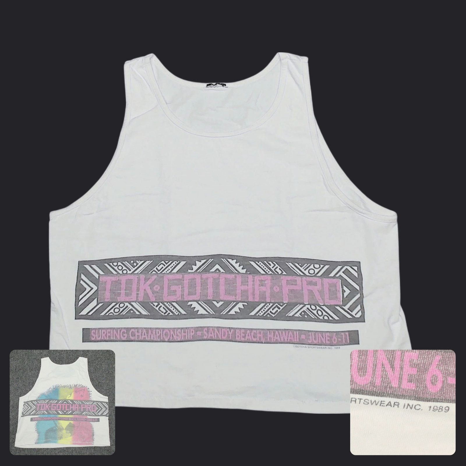 Vintage Gotcha x Vintage | 1989 TDK Pro Surfing Hawaii Boxy Crop Top Size XL / US 12-14 / IT 48-50 - 1 Thumbnail