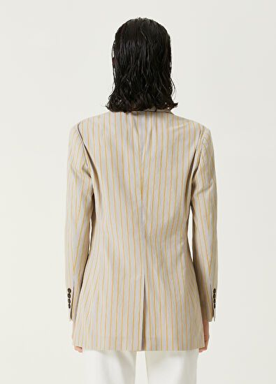 Brunello Cucinelli o1y0725 Blazer in Sand/Yellow Size M / US 6-8 / IT 42-44 - 4 Thumbnail